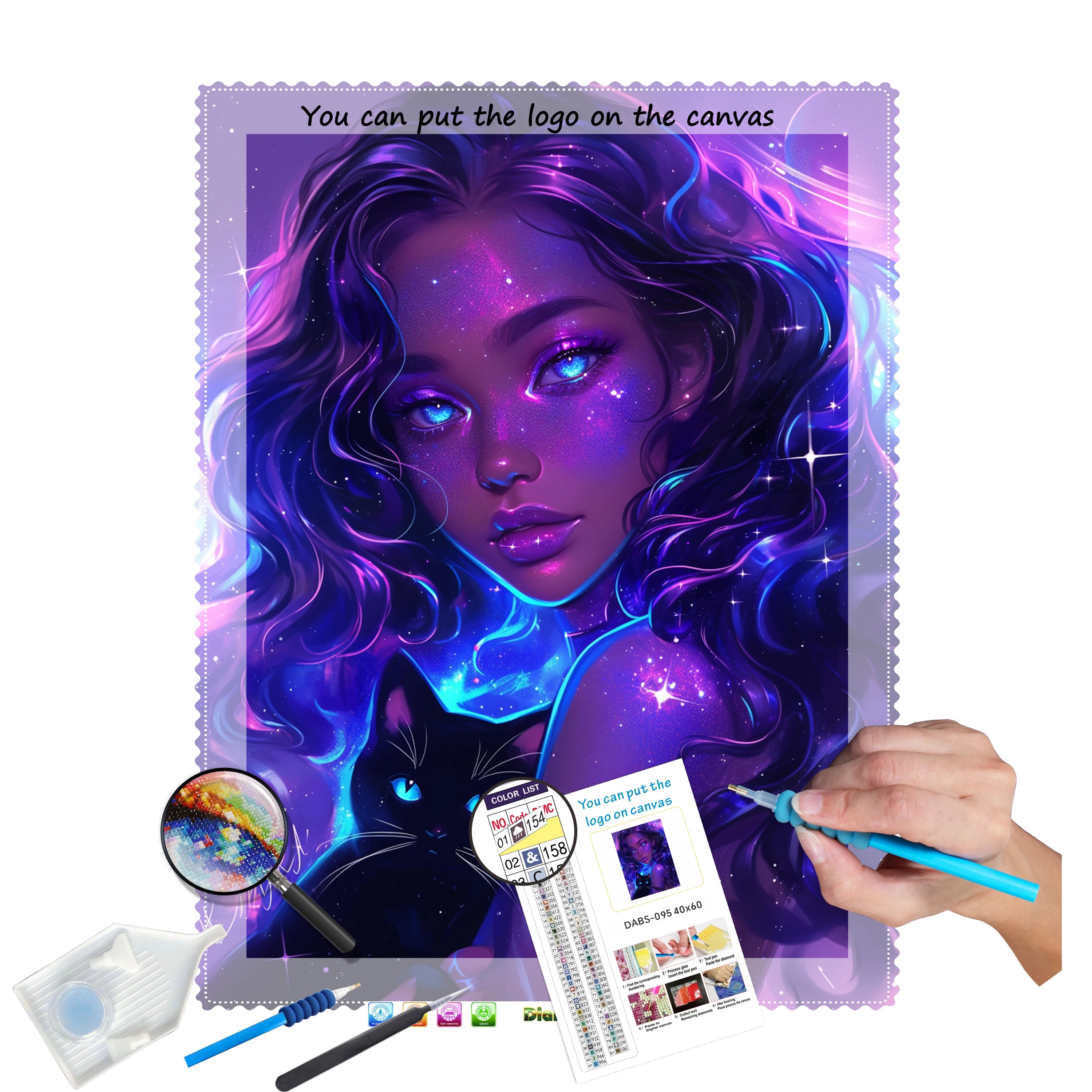 N-2101 Custom Photo Diamond Painting Kit Full Drill Wall Decoration Artful Design Cat Girl Portrait Handpainted Square Diamonds