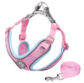 Light Reflective Breathable Pet Dog Harness Leash Set Made of Suede and Mesh Fabric