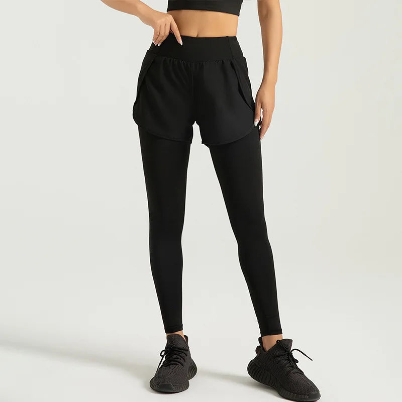 MAYYOUNG Modest Women's New 2-Piece Yoga Sports Wear Solid Pattern Leggings Pants Elastic Waist Closure Breathable Plus Size