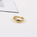 Women's Custom Minimalist Bohemian Stainless Steel Band Ring Gold Plated Irregularity Unique Design