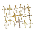 Dainty 18k Gold Brass Religious Cross CZ Diamond Cubic Zirconia Jesus Crucifix Christian Cross Charm Pendant for Jewelry Making