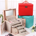 2022 New Design Large Jewelry Storage Box With Mirror PU Leather Necklace Ring Earring Organizer Storage Box