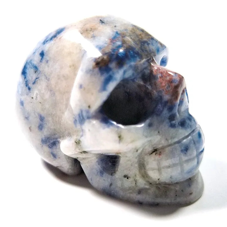 Huiying Human Stone Model Natural 2 Inch Blue Spot jasper Carved Small Skulls for Home Decoration Craft
