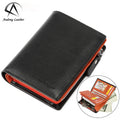 Andong Men Short Vertical Wallets RFID Blocking Wallet Real Genuine Cow Leather Business Fashion Man Card Holder Purse