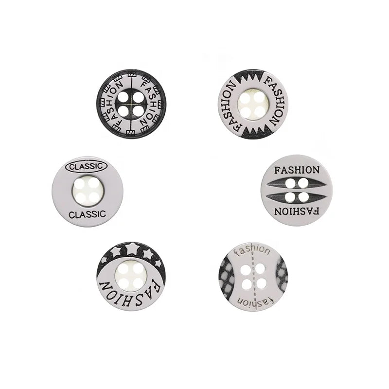Fashion Sewing Resin Polyester Men's Custom Engraved LOGO White Button for Polo Shirts