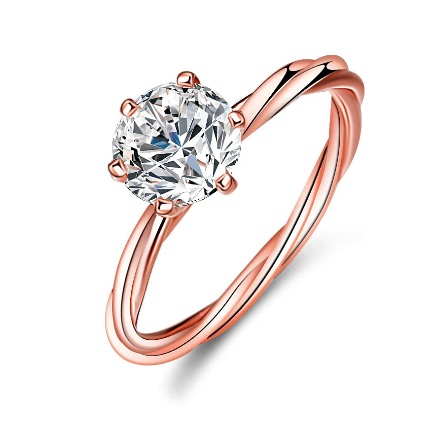 2022 1 Carat Engagement Rings 925 Sterling Silver VVS D Color Rose Gold Plated Prong Set Brilliant Cut Classic Moissanite Rings