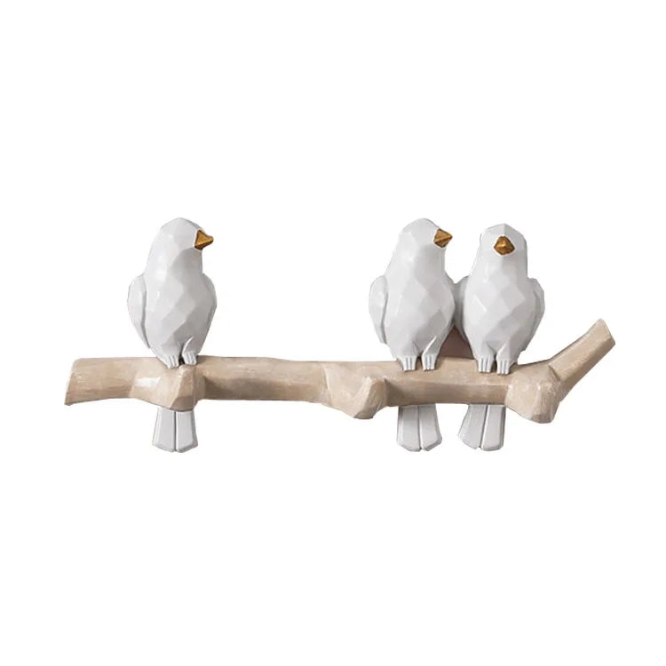 Nordic Birds on Tree Branch Modern Decor Wall Mounted Coat Rack with Polyresin Hooks Eco-Friendly Multifunctional Bedroom Design