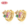 Brass Custom Jewelry Butterfly Huggie Earrings Cubic Zirconia for Mothers Day Gifts Women Lady