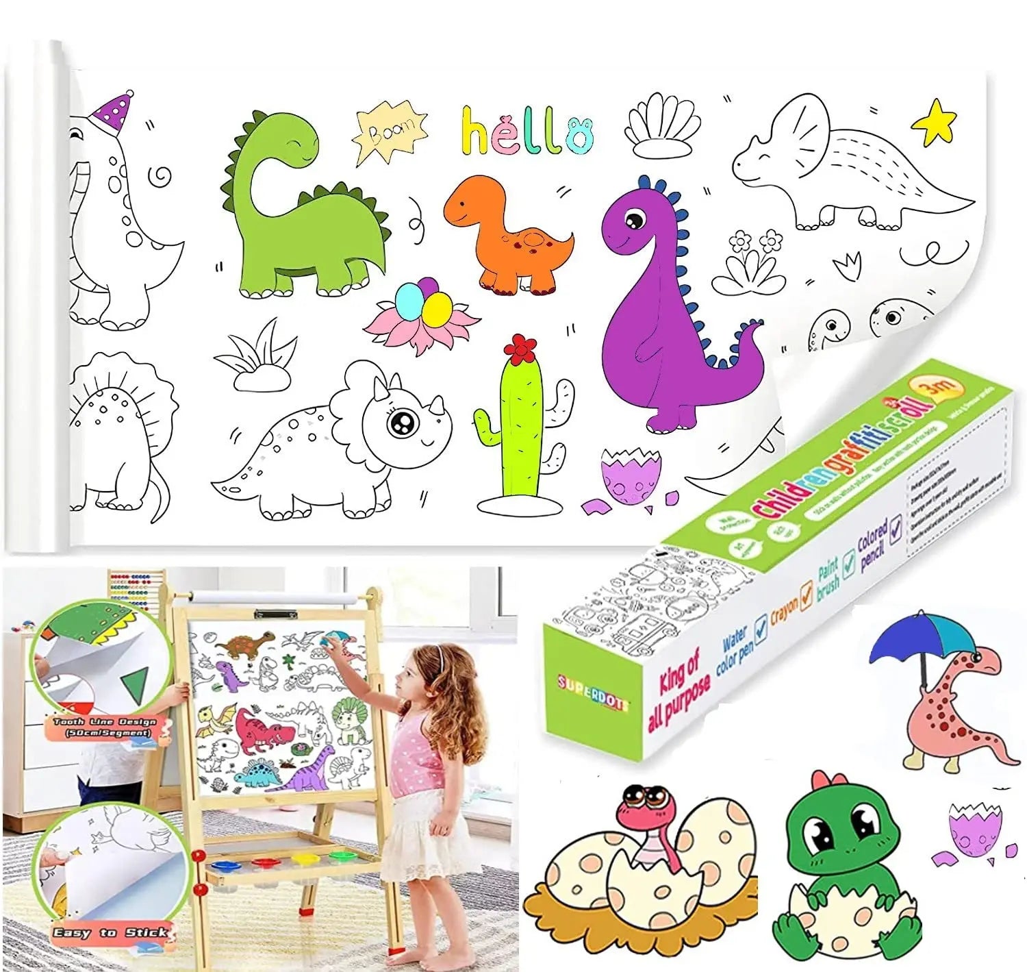Customized DIY Offset Paper Roll for Children's Graffiti Drawing with Custom Logo 30x300cm Size