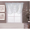 Hot Selling White Semi Sheer Curtain Drapes Luxury Beads Trimmed Waterfall Swag Valances for Kitchen Window