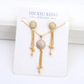 JXX Women's Full Diamond Jewelry Set Charming Fringe Necklace/Earrings 2 Piece Jewelry Set Women's 24k Gold Plated Jewelry Set