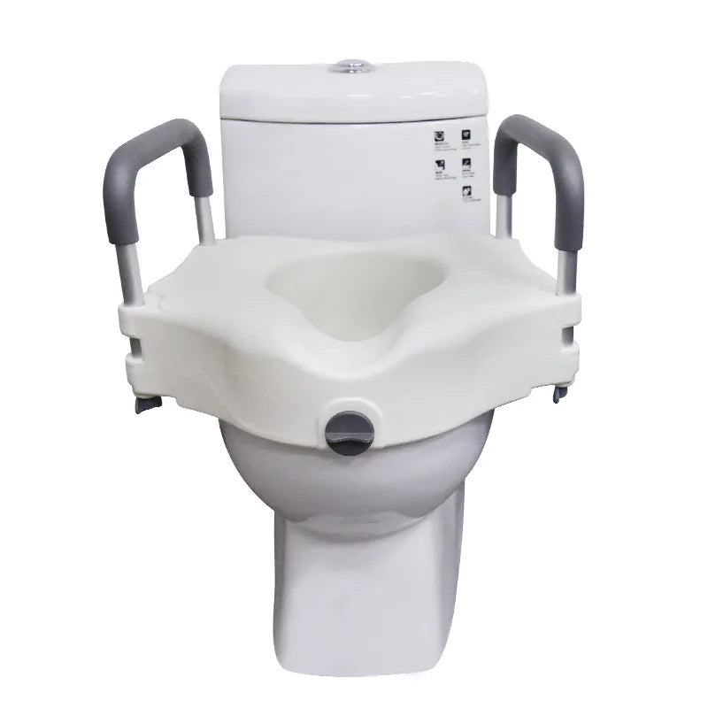 OLF Plastic Raised Toilet Seat Raiser Without Lid Bathroom Safety Equipment for Elderly and Disabled People MegaBDM