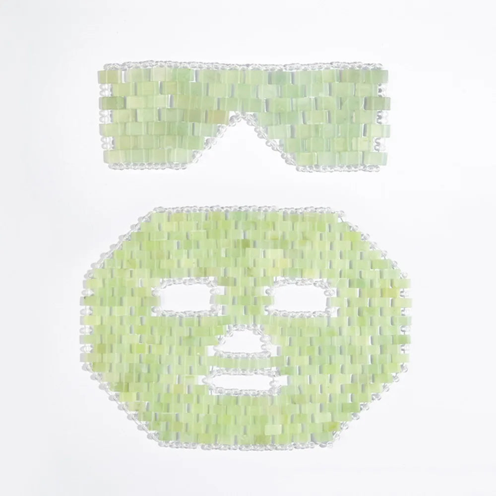 Wholesale Facial Beauty Ice Compress Face Mask Massage Xiuyan Jade Hand Woven Natural Stone Green Jade Mask