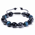 Hot Selling 10mm Natural Blue Tiger Eye Stone Bracelet Hand-woven Agate Hematite Men's Bracelet Adjustable Bracelet