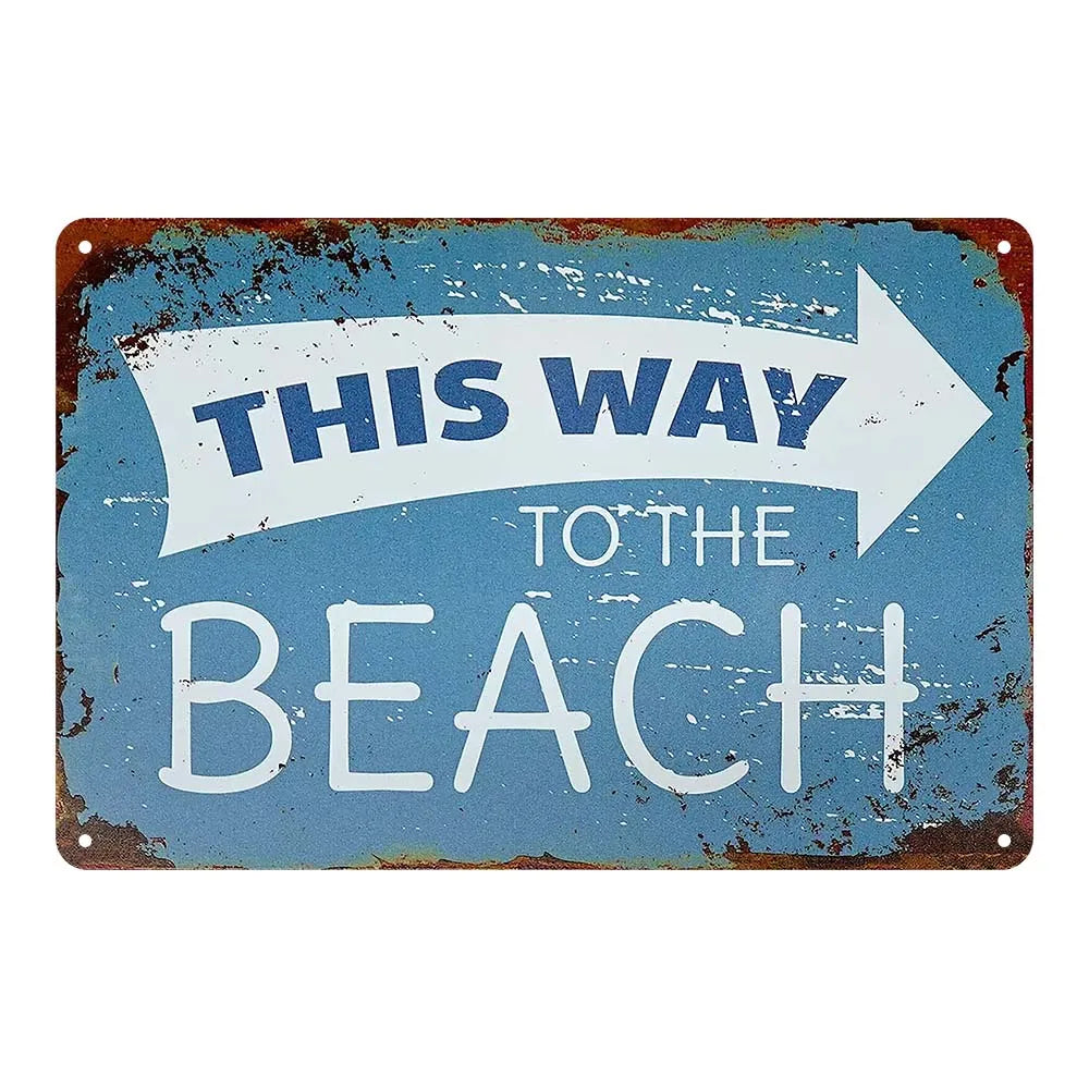 Unique Style Personal Custom Made UV Printed Metal Retro Tin Plaque Farmhouse Bathroom & Beach Sign Decor 20x30cm Rectangle