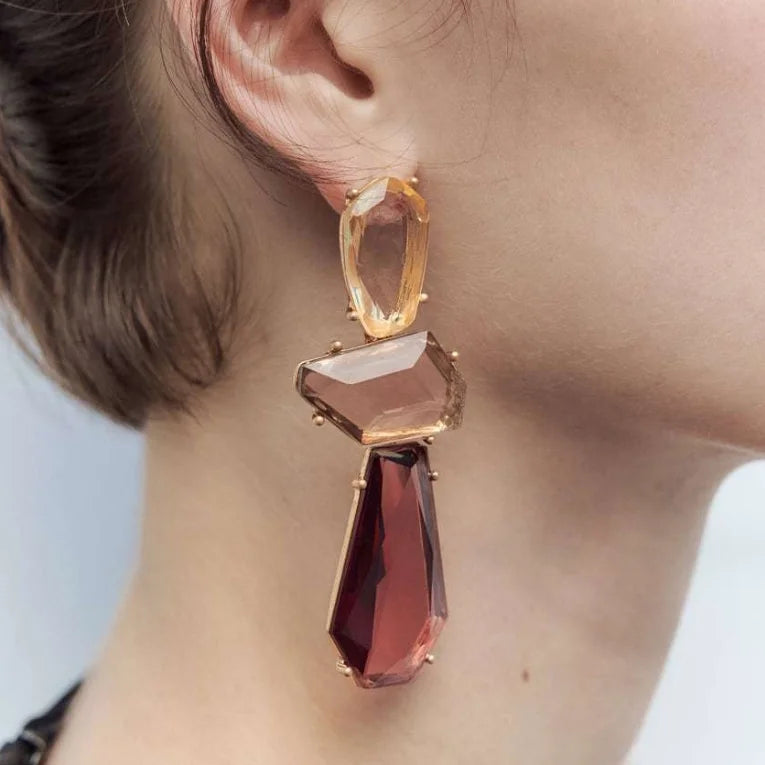 Autumn New ZA Long Resin Dangle Earrings for Women Fashion Geometric Party Wedding Dinner Jewelry Accessories