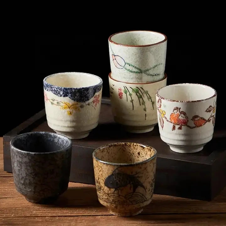 Wholesale Vintage Japanese Ceramic Coffee Mugs Unique Reusable Tea Cups & Saucers for Home & Catering Industry