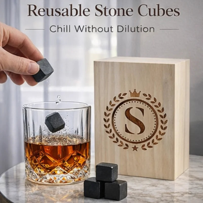 Custom Old Fashioned Whiskey Glasses Granite Cubes and Stones Gift Set Birthday Gift Set for Men