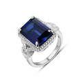 Blue Sapphire Ring 100% 925 Sterling Silver Prong Setting Oval Shape for Women and Mother Gift