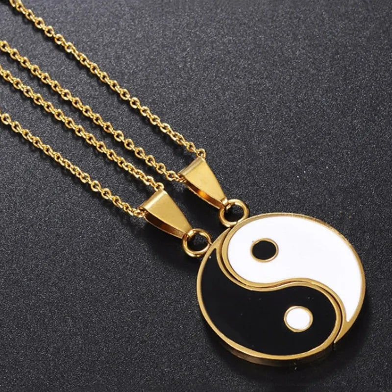 SC Minimalist Tai Chi Eight Trigrams Pendant Necklace Best Friend Matching Necklaces for Couples and Friends