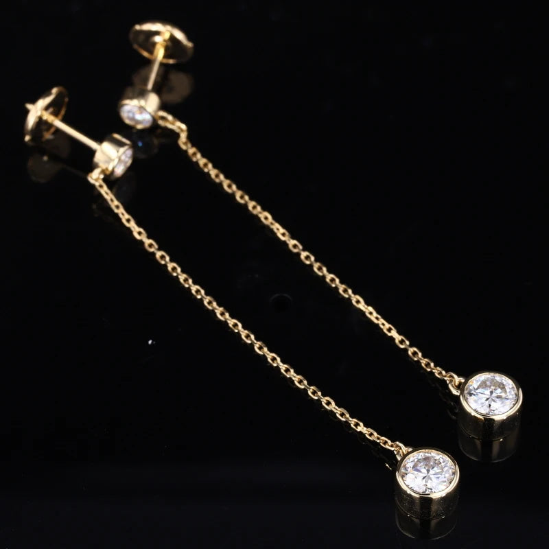 Starsgem Round Cut DEF Moissanite Vvs Diamond 14k Yellow Stud Dainty Gold Earrings