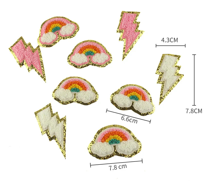 Laptop Bag Clothes Stick on Decorative Design Accessories Rainbow Chenille Embroidered Sticker Patch Adhesive Patches
