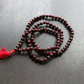 Handmade Natural Wood Bead Necklace 108 Mala Knotted Tassel Necklace