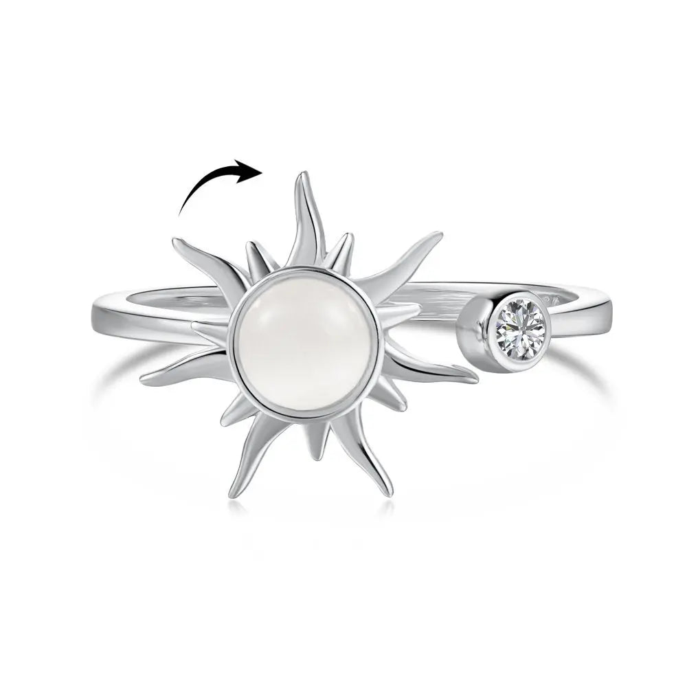 Acme New Arrival  Adjustable Open Ring Open Rhodium Jewelry Spinning Ring Sunflower Rings for Women 18K Gold Plated