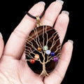 Hot Sale Exquisite Chakela Stone Gold Wrap Wire Life Tree Pendant Necklace Black Onyx Natural Stone Fashion Rope Chain Necklace