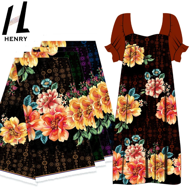High Quality Big Flower Print Design Digital Print Polyester Pacific Islander Style Fabrics for Women'S Dresses