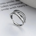 Fine Jewellery S925 Sterling Silver Irregular Twisted Cross Wrap Geometric Open Ring for Women