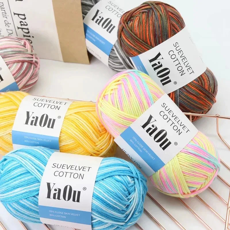 200m Hand Knitting Crocheting 100g 8 Ply Space Dye Colorful Cotton Acrylic Blend Yarn