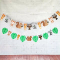 Hawaiian Birthday Party Banners Animals Monstera Leaf Children's Party Decoration