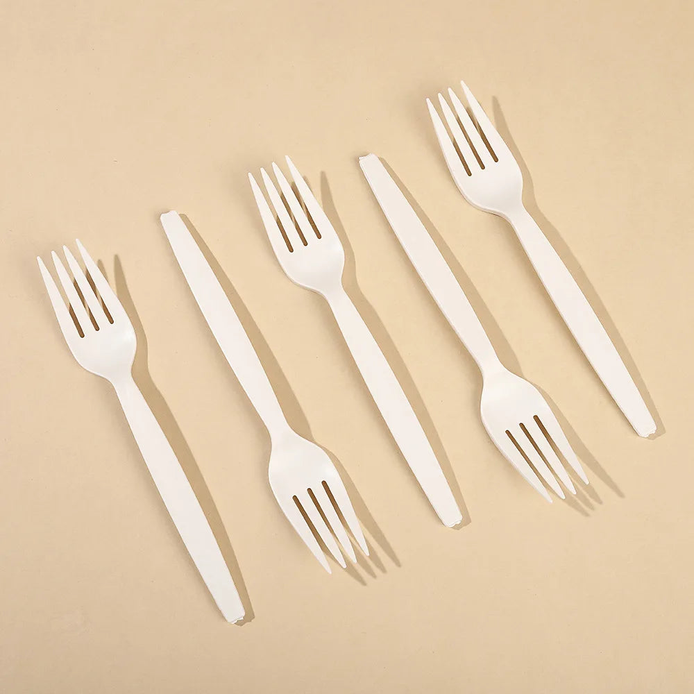 Best Selling Wholesale Cornstarch Disposable Cutlery Cornstarch Spoon Knife Fork Set for Cake