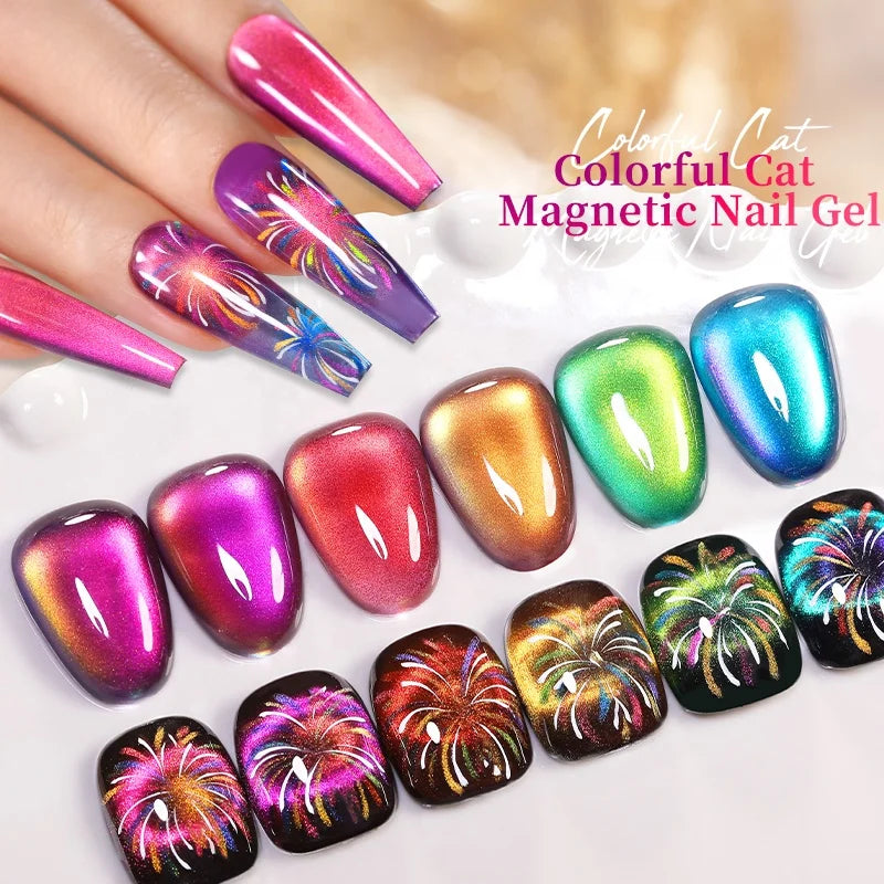 LILYCUTE 7ml Double Light Cat Magnetic Gel Glitter Crystal Jelly Magnetic Gels Semi-Permanent Soak Off UV LED Varnish