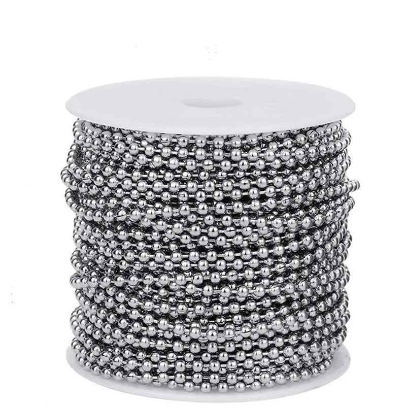 100M Length 3mm Beaded Chain Roll Stainless Steel Necklace Chains for Jewelry Making Jewelry Findings & Components