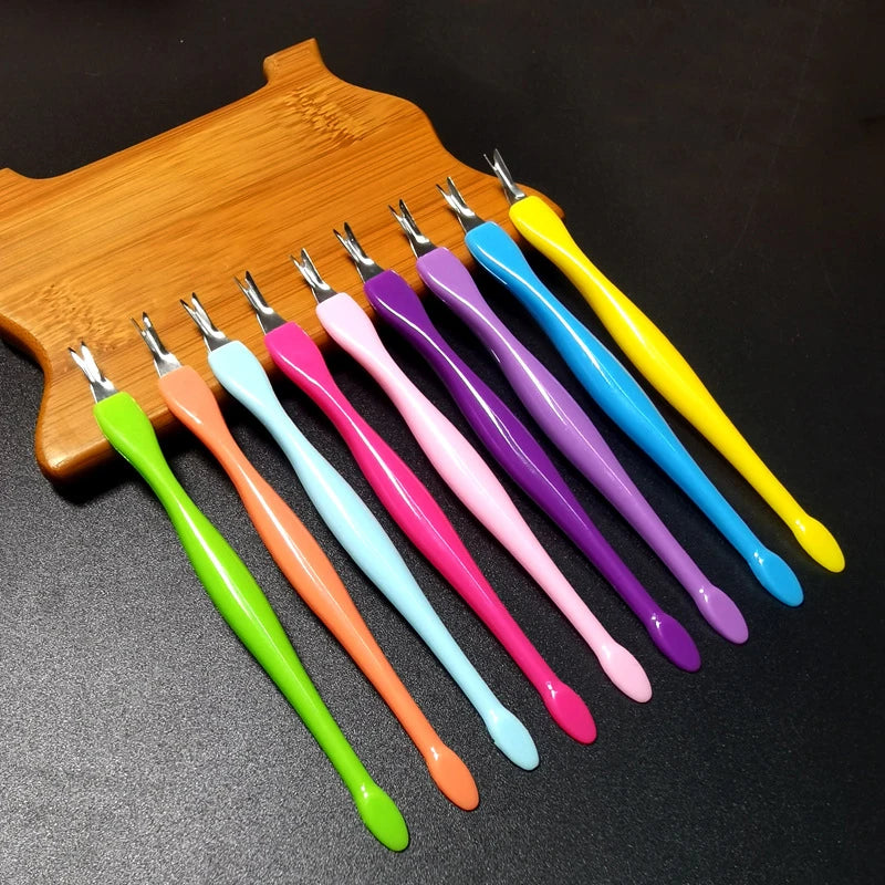 BIN Nail Art Cuticle Fork Medium Cuticle Dear Skin Pusher Manicure Tool Stainless Steel Fork