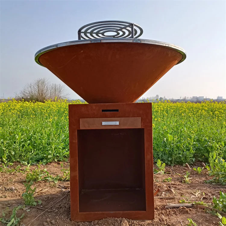 Outdoor Rust Corten Bbq Pit Corten Steel Fire Pit  Outdoor Garden Rust Corten Bbq