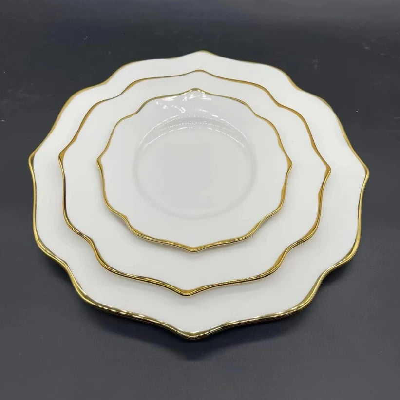 ZK230166-8 8inch Ceramic Serving Plates Porcelain Kitchen Dishes for Dinner Set White Ceramic Plates for Wedding Party