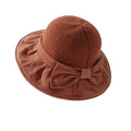 Autumn Winter New Bow-Tie Bucket Hat Fashion Women Vintage Cloche Round Bowler Hat