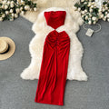 Set of Women's Summer Light Mature Style Pleated Waist Denim Top+high Waist Slimming Skirt