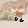 Trendy Women's 18K Gold Plated Stainless Steel Stud Earrings Glossy Color Enamel Heart Oil Drop Design Main Wholesale Jewelry