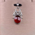 Hand Made 925 Sterling Silver Fine Jewelry Crystal Healing Stone Natural Garnet Vintage  Charm Pendant