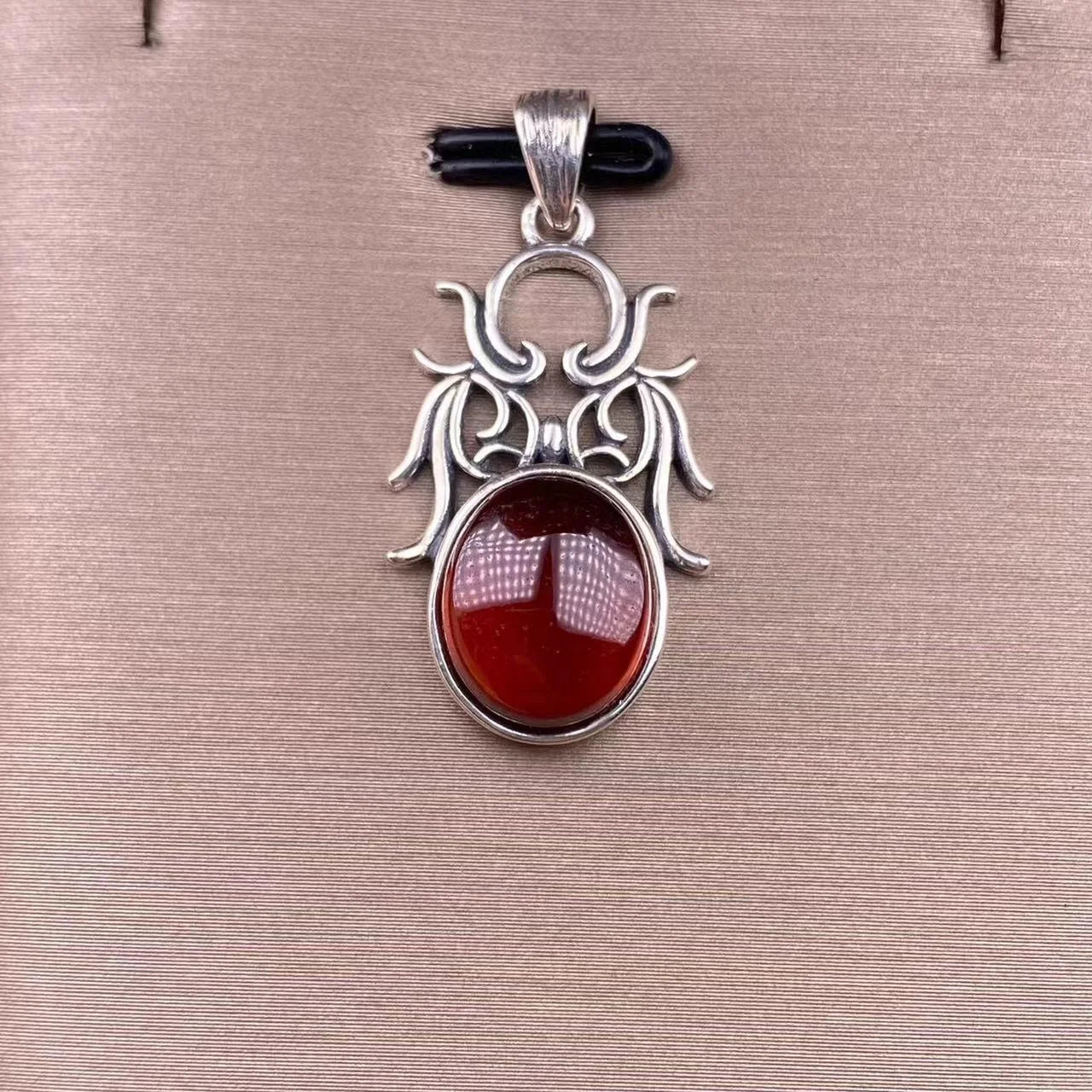Hand Made 925 Sterling Silver Fine Jewelry Crystal Healing Stone Natural Garnet Vintage  Charm Pendant