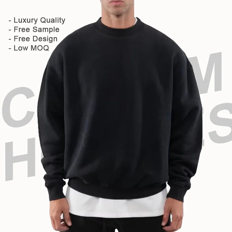 OEM Blank French Terry Fleece Custom Crewneck Oversized Sweatshirt Cotton Drop Shoulder Luxury Men Hoodies Clothing 2025