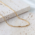 Chris April Waterproof Fashion Jewelry PVD Gold Plated 316L Stainless Steel Minimalist bar and Beads Chain Necklace