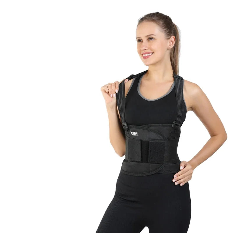 JINGBA SUPPORT Custom Factory Wholesale Waist Trainer with Back Support Gym Sports Lumbar Back Support with Shoulder Straps for Work