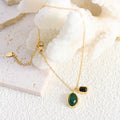 Fashion Green Black Agate Stone Pendant Anklet Women's Stainless Steel 18K Gold Plated Non Fade Anklet Accesorios Para Mujeres
