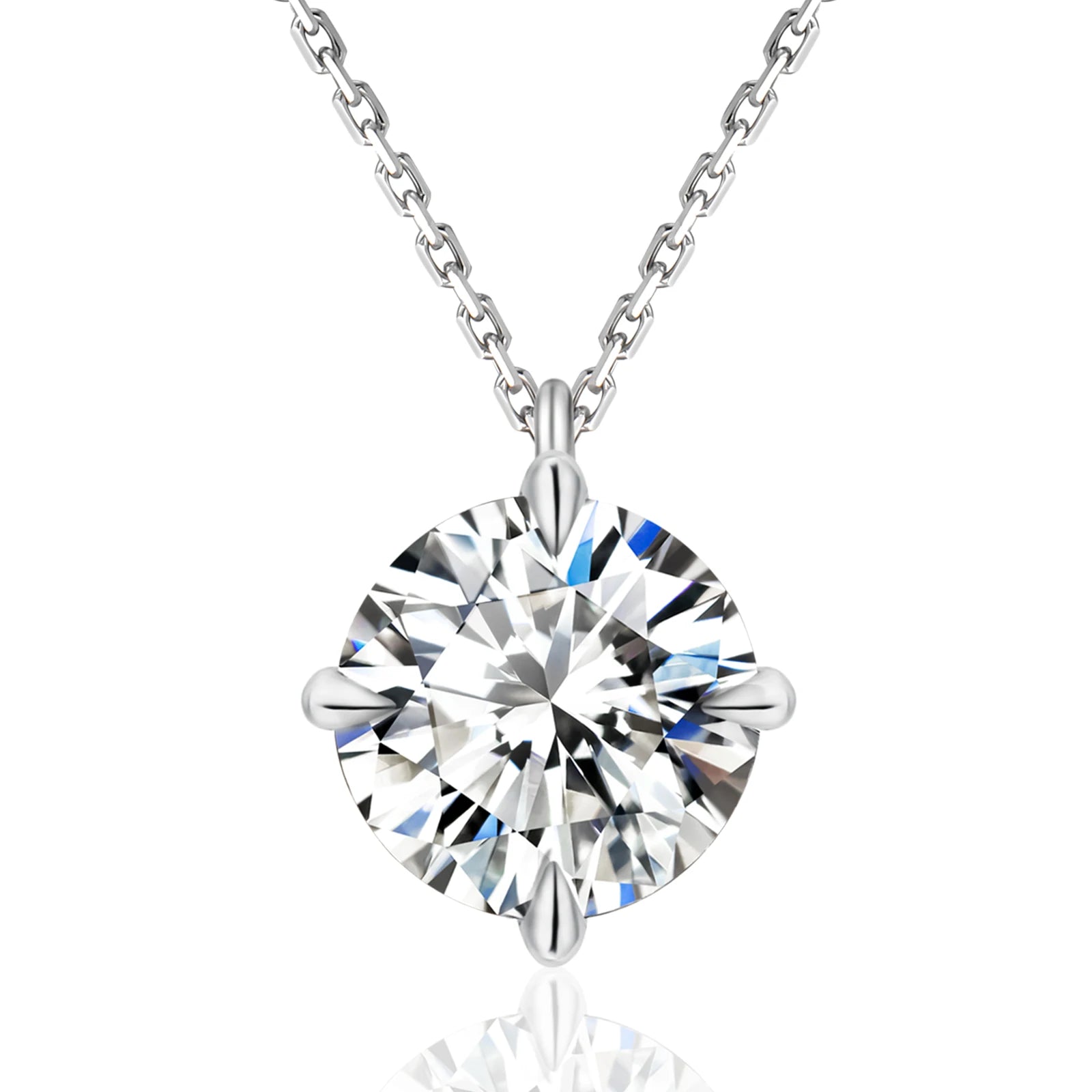 Ethical & Sustainable Jewelry Solid 18K White Gold IGI Lab-Grown Diamond Chain Elegant Brilliant Cut Diamond Pendant Necklace