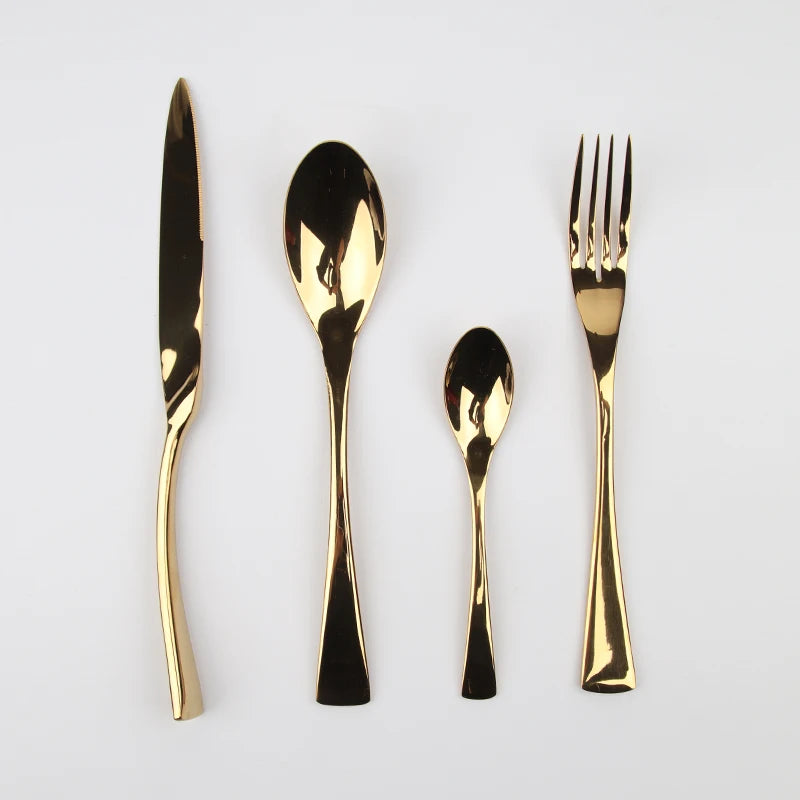 Luxury  Heavy Duty 18/10 Stainless Steel Cutlery Sets High Mirror Silverware Flatware 4pcs